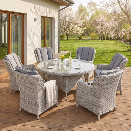 Meble z technorattanu RAVENA White Grey — aranżacja