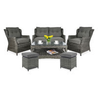 Meble z technorattanu TRIVENTO 2 + PUFY Dark Grey