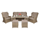 Meble technorattanowe TRIVENTO 3 DINING + PUFY Brown - Focus Garden