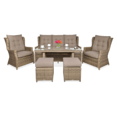 Meble technorattanowe TRIVENTO 3 DINING + PUFY Brown - Focus Garden