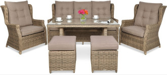 Meble technorattanowe TRIVENTO 3 DINING + PUFY Brown - Focus Garden