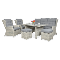 Meble technorattanowe TRIVENTO 3 DINING + PUFY White Grey - Focus Garden