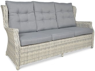 Sofa TRIVENTO 3 DINING z technorattanu z szarymi poduszkami od Focus Garden