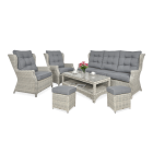 Meble technorattanowe TRIVENTO 3 + PUFY White Grey - Focus Garden