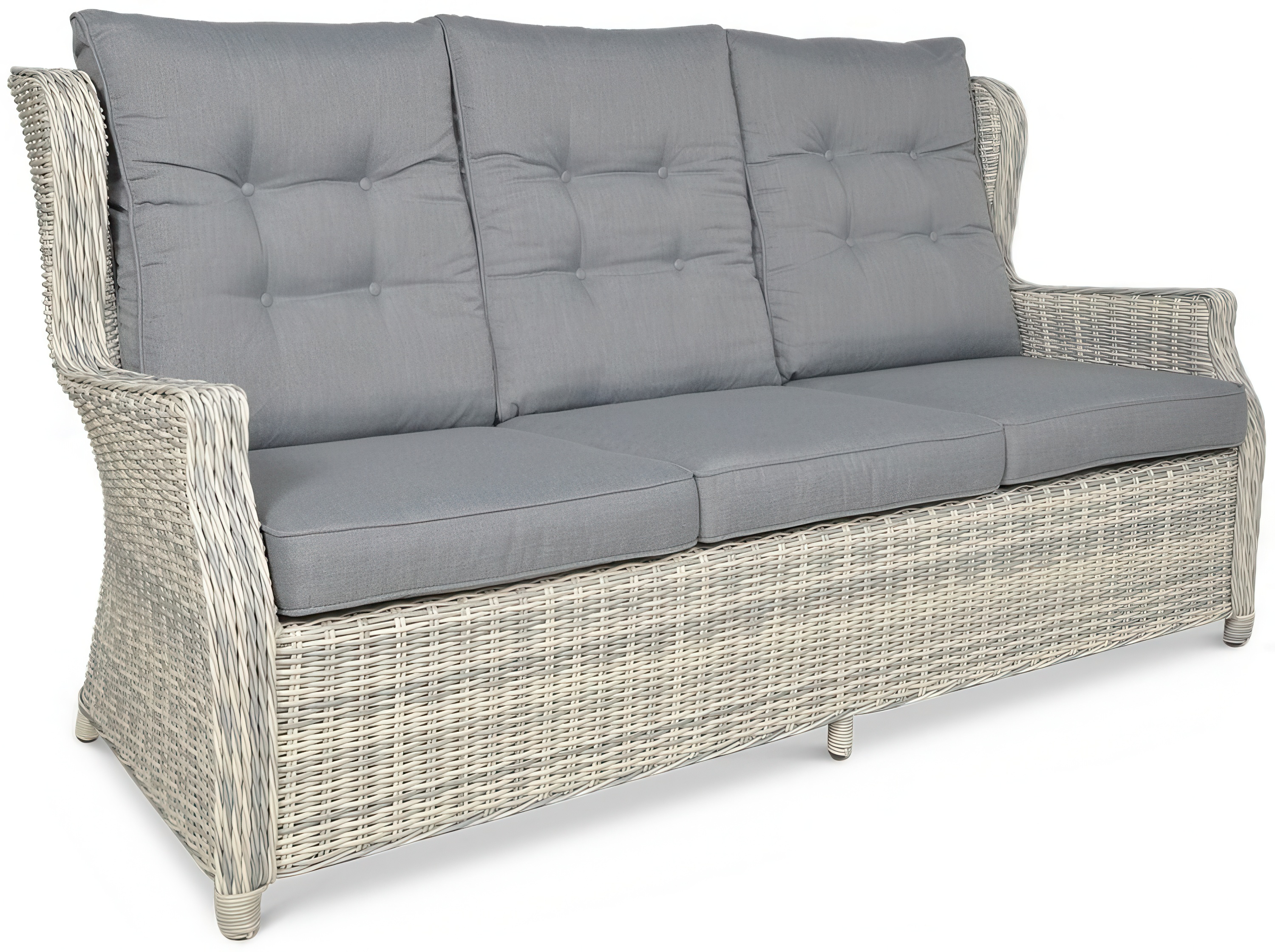 kanapa Meble technorattanowe TRIVENTO 3 + PUFY White Grey - Focus Garden