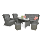 Meble technorattanowe TRIVENTO DINING 3 + PUFY Dark Grey