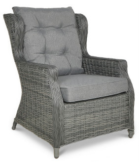 Fotel z zestawu TRIVENTO Dining 3 + pufy dark grey