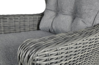 Detale fotela z zestawu TRIVENTO Dining 3 + pufy dark grey
