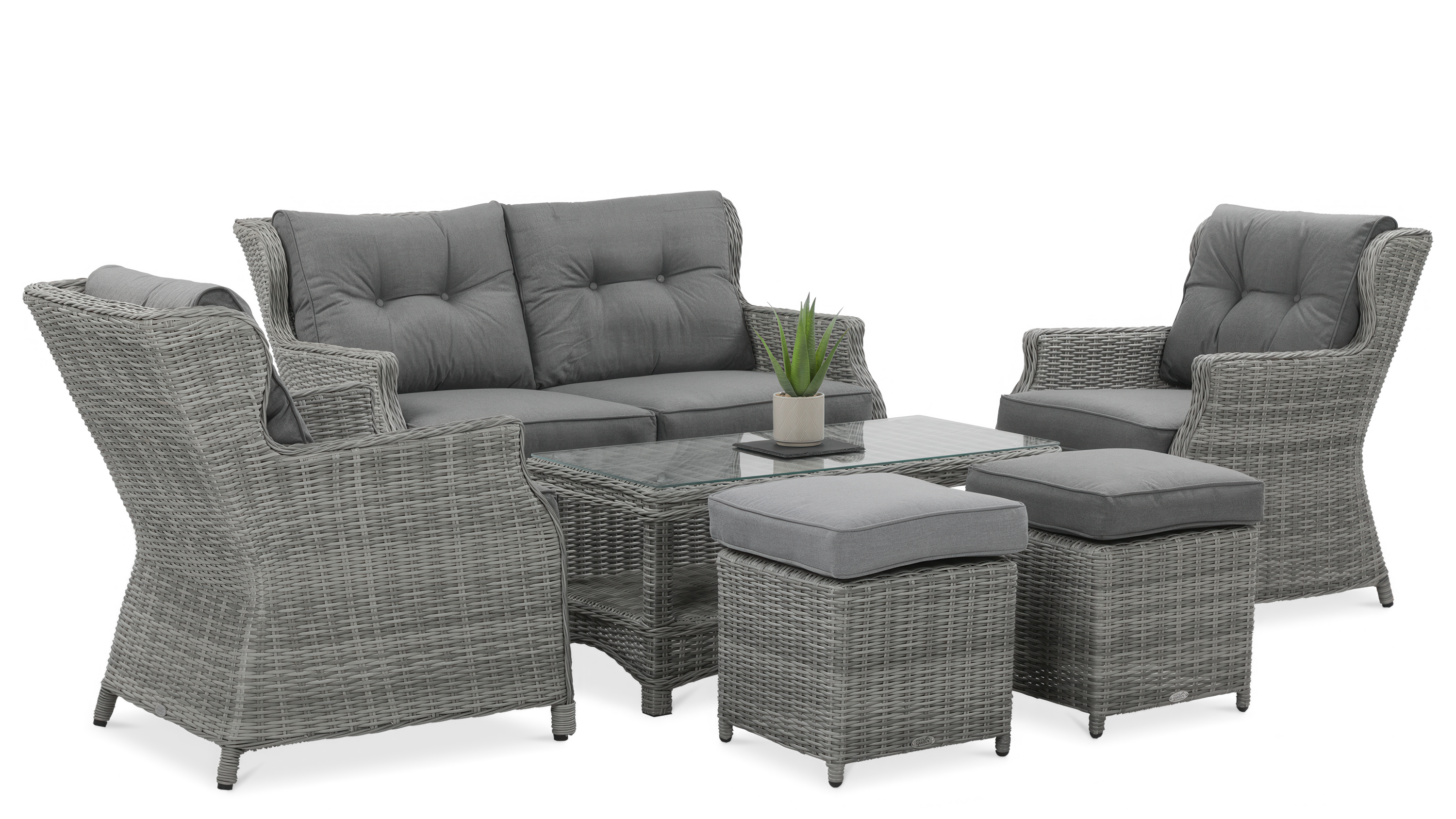 Meble technorattanowe TRIVENTO zestaw skos STONE GREY