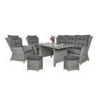 Meble technorattanowe TRIVENTO 3 DINING + PUFY Stone Grey