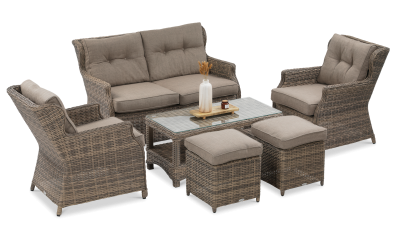 Meble z technorattanu TRIVENTO 2 pufy Brown