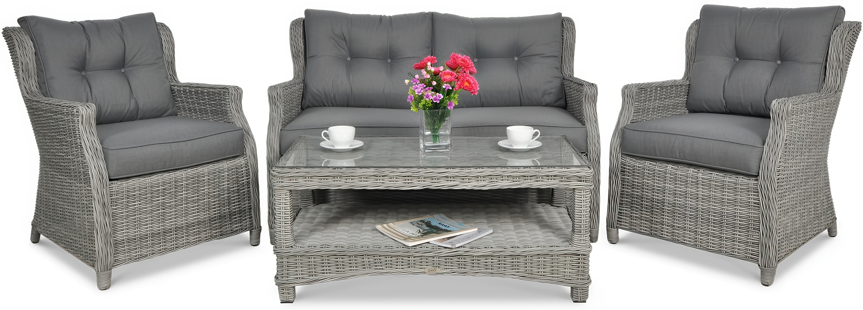 Meble z technorattanu TRIVENTO 2 Stone Grey