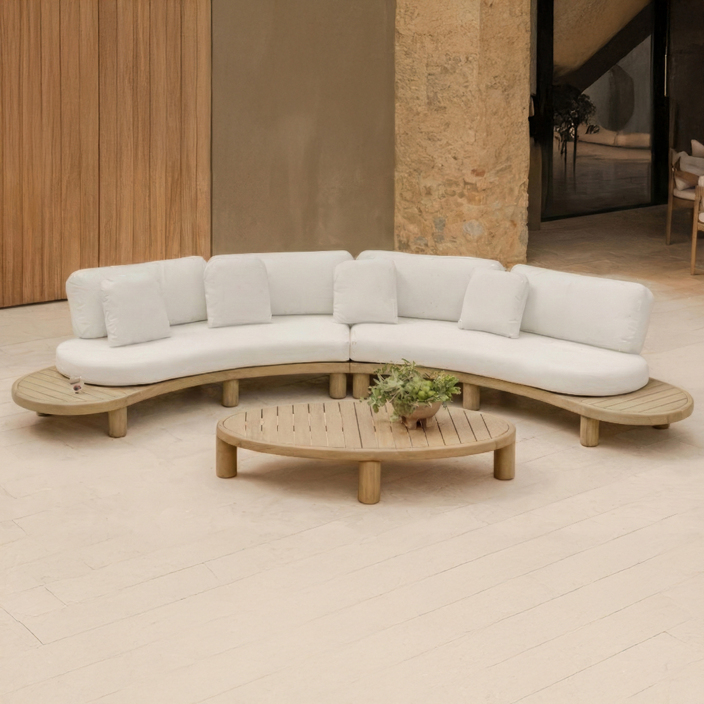 Narożnik ogrodowy z drewna akacjowego LUMIA CAFFE  Acacia Wood - Bjørkka