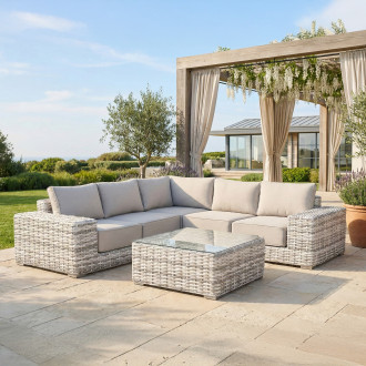 Narożnik technorattanowy VEGA CAFFE Light Grey - FURRORE