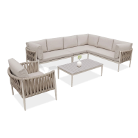 Narożnik wypoczynkowy aluminiowy MONZA Caffe + fotel Beige - FURRORE