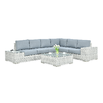 Narożnik technorattan AVOCADO White Grey