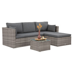 Narożnik technorattanowy LIZBONA Grey Focus Garden