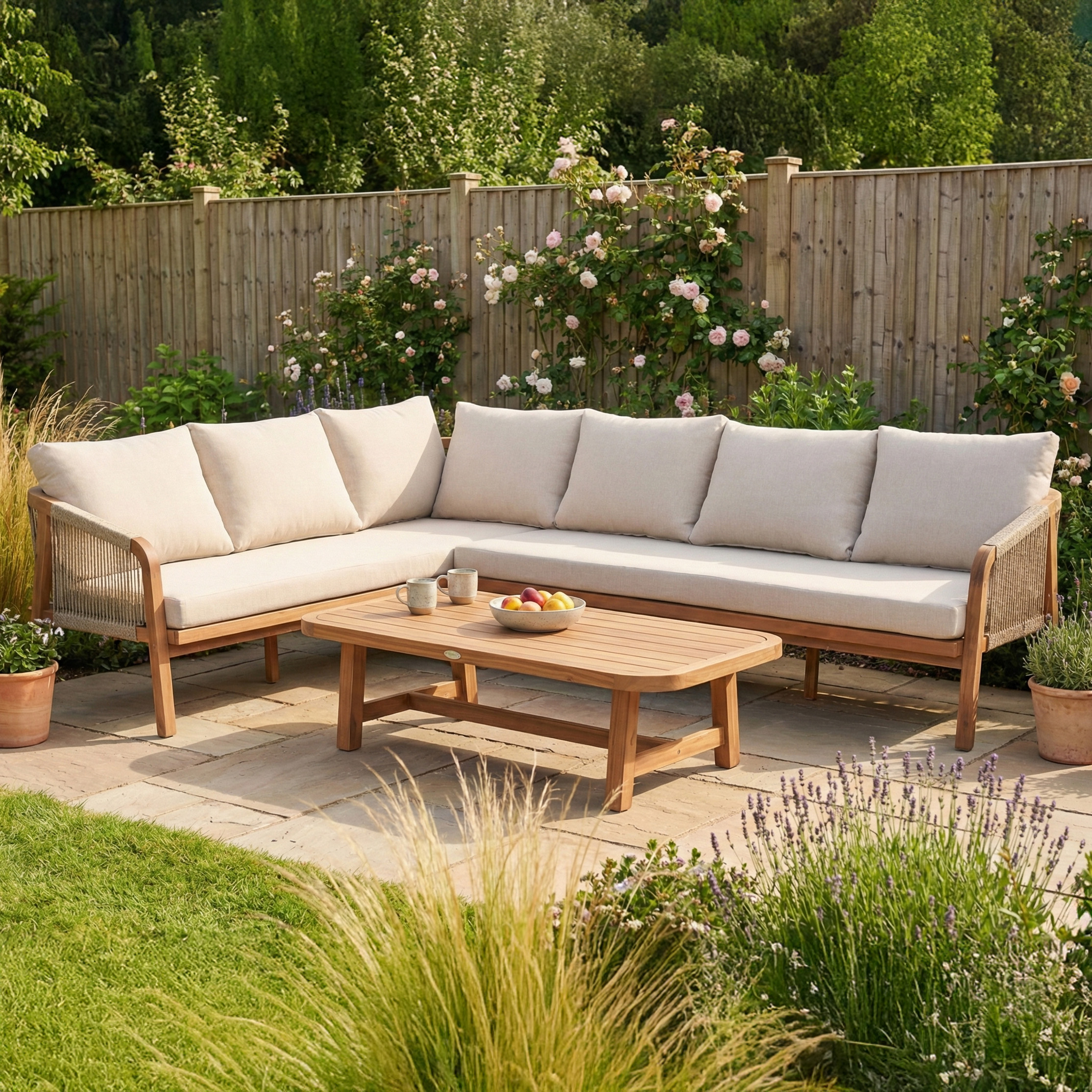 Narożnik ogrodowy z drewna akacjowego SKALA CAFFE Acacia Wood - Bjørkka