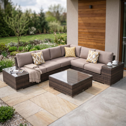 Narożnik technorattan AVOCADO Brown — aranżacja