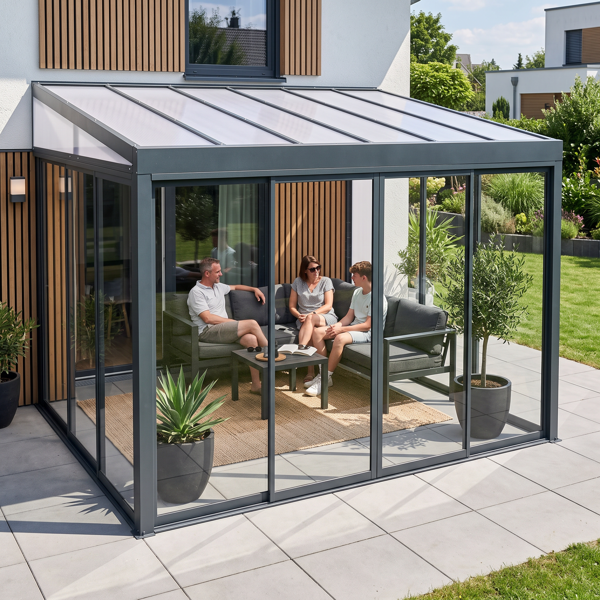 Ogród zimowy BELGRAVIA FRAME 3x4 Anthracite - Gutroof — aranżacja