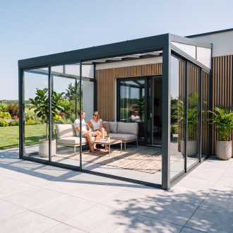 Ogród zimowy BELGRAVIA FRAME 4x4 Anthracite - Gutroof — aranżacja