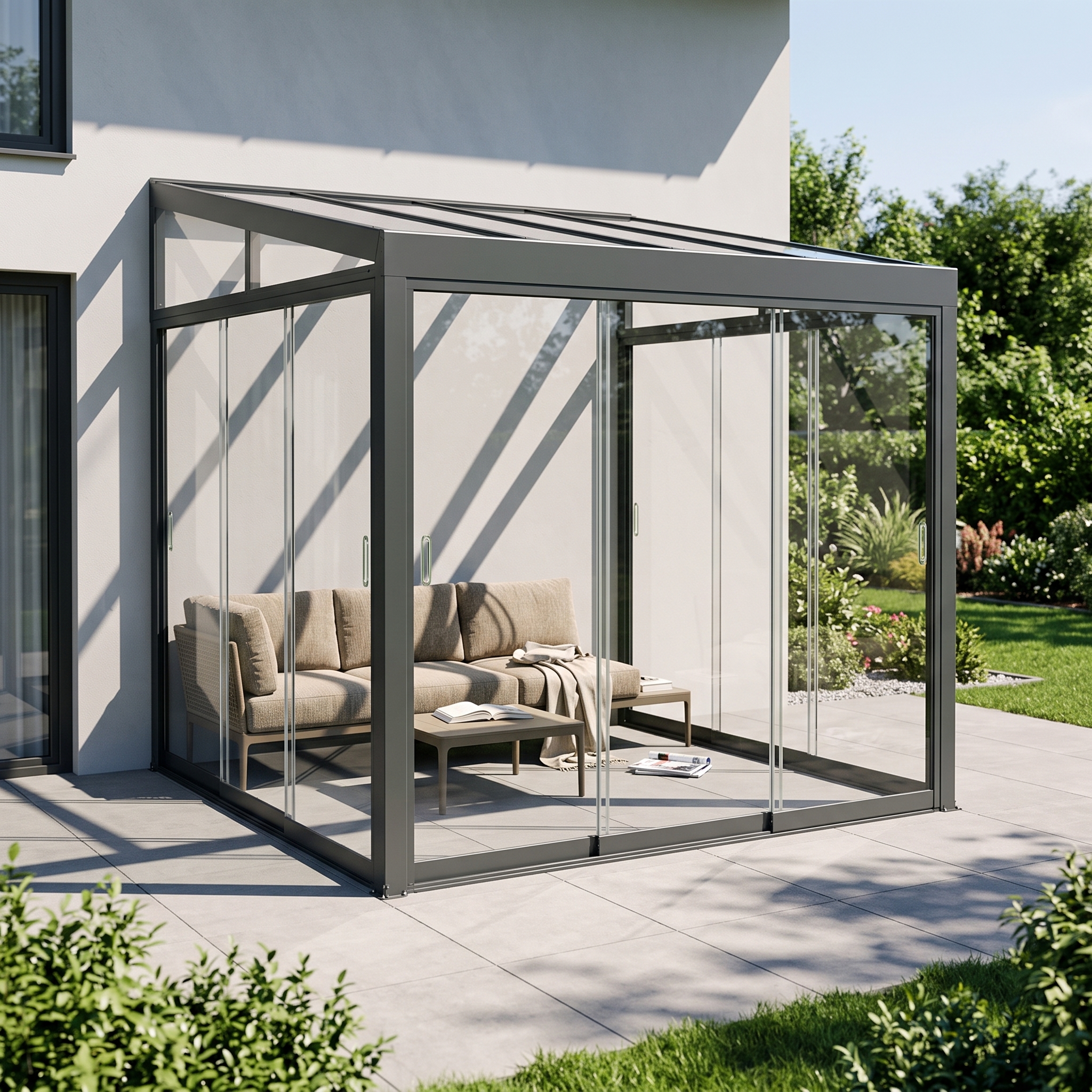 Ogród zimowy BELGRAVIA PURO 3x3 Anthracite - Gutroof — aranżacja