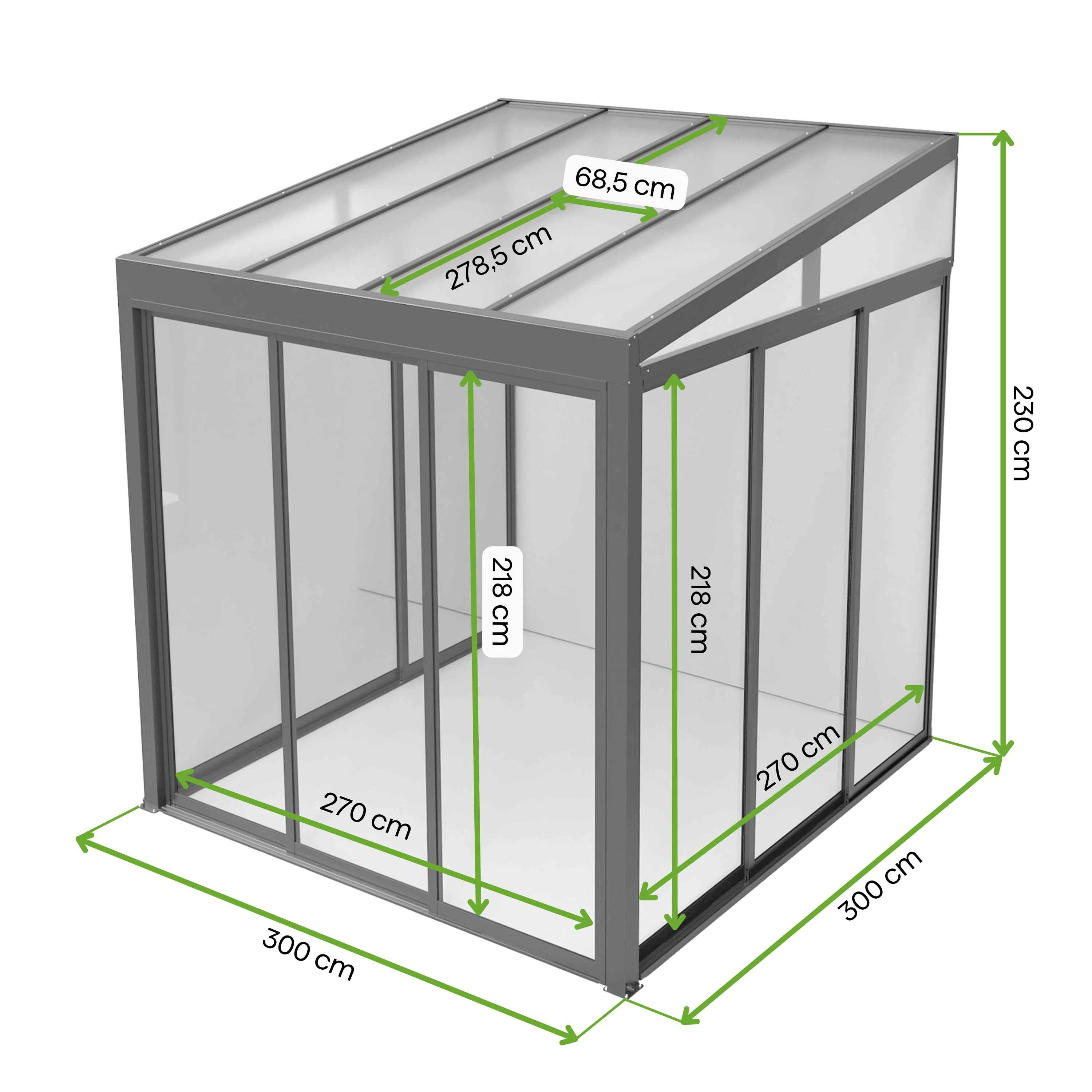 Wymiary ogrodu zimowego BELGRAVIA PURO 3x3
