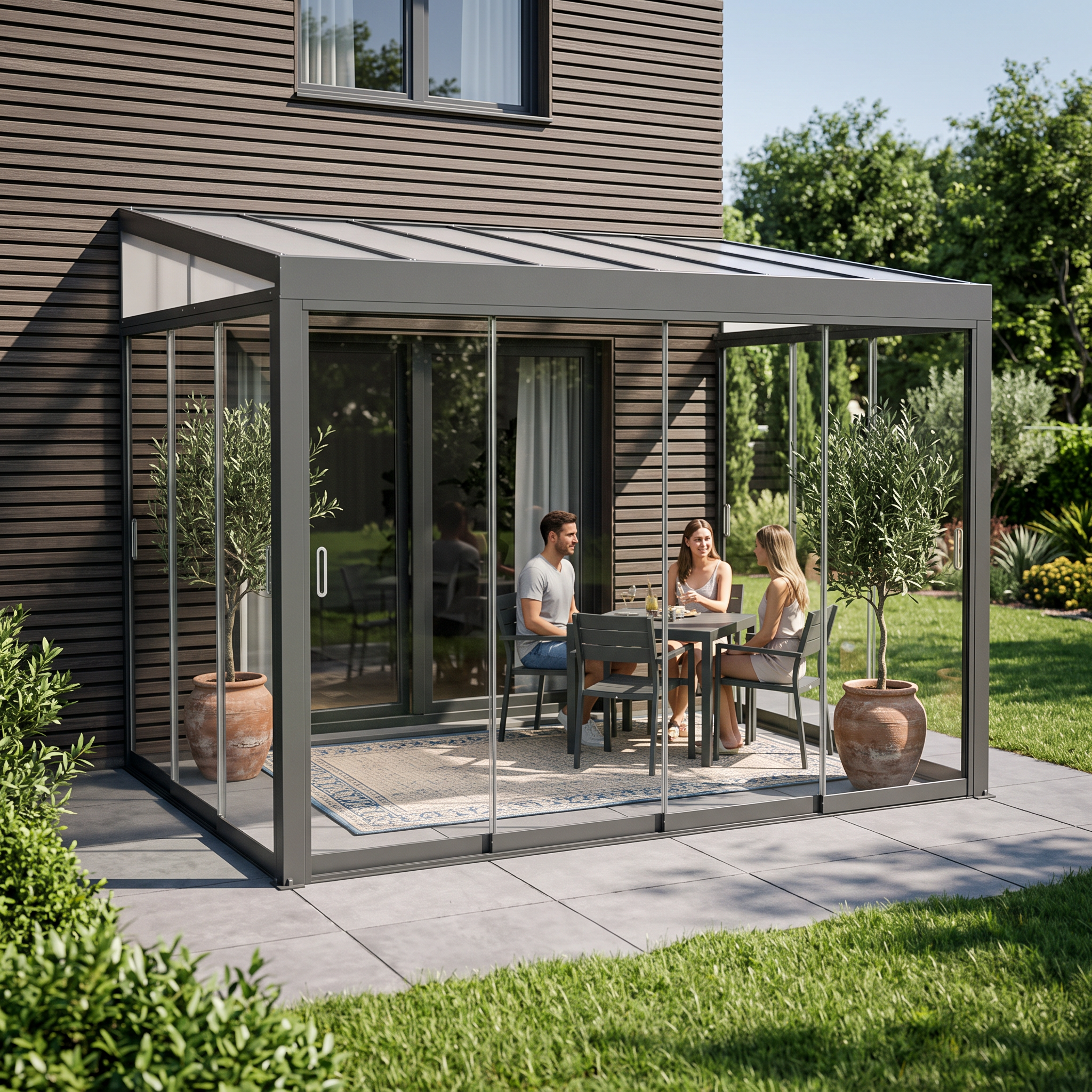 Ogród zimowy BELGRAVIA PURO 3x4 Anthracite - Gutroof — aranżacja