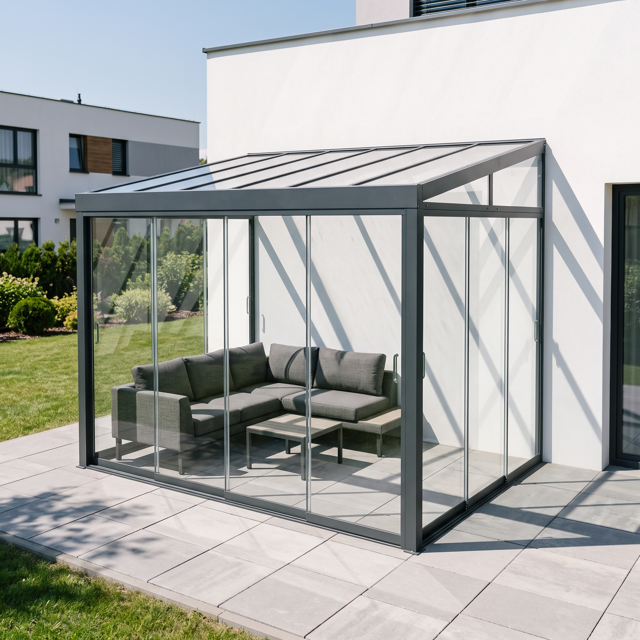 Ogród zimowy BELGRAVIA PURO 3x4 Anthracite - Gutroof — aranżacja