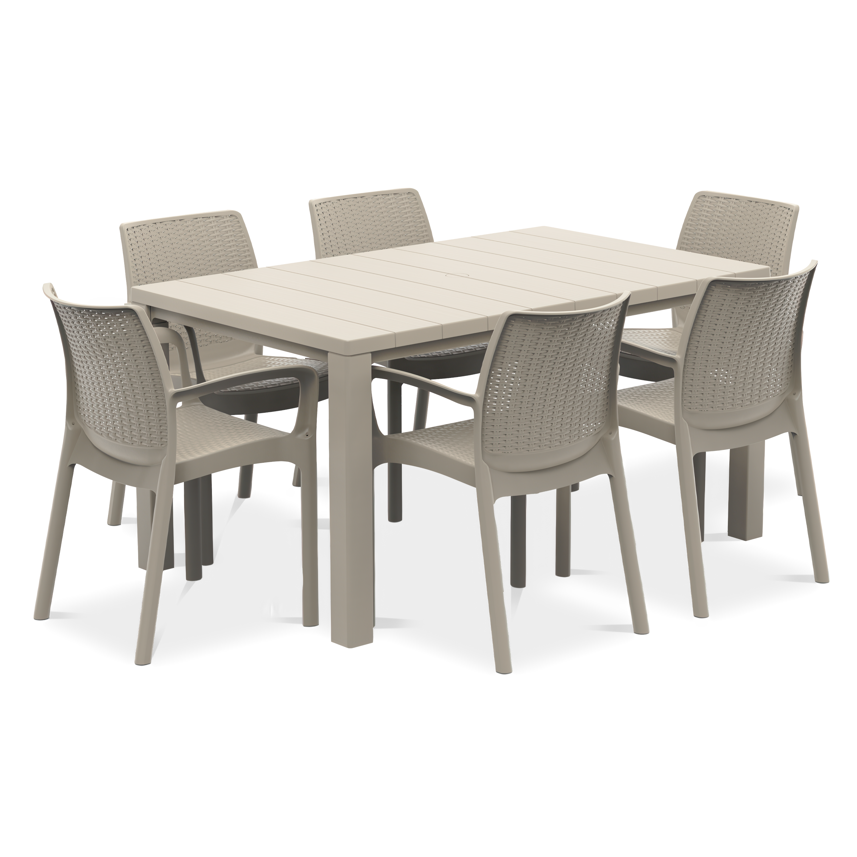 Jadalniany zestaw na taras w kolorze capuccino dla 6 osób balie/julie - keter