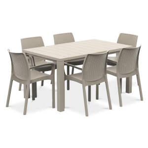 Jadalniany zestaw na taras w kolorze capuccino dla 6 osób balie/julie - keter