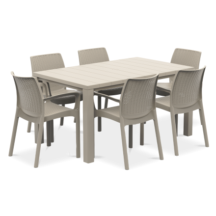 Jadalniany zestaw na taras w kolorze capuccino dla 6 osób balie/julie - keter