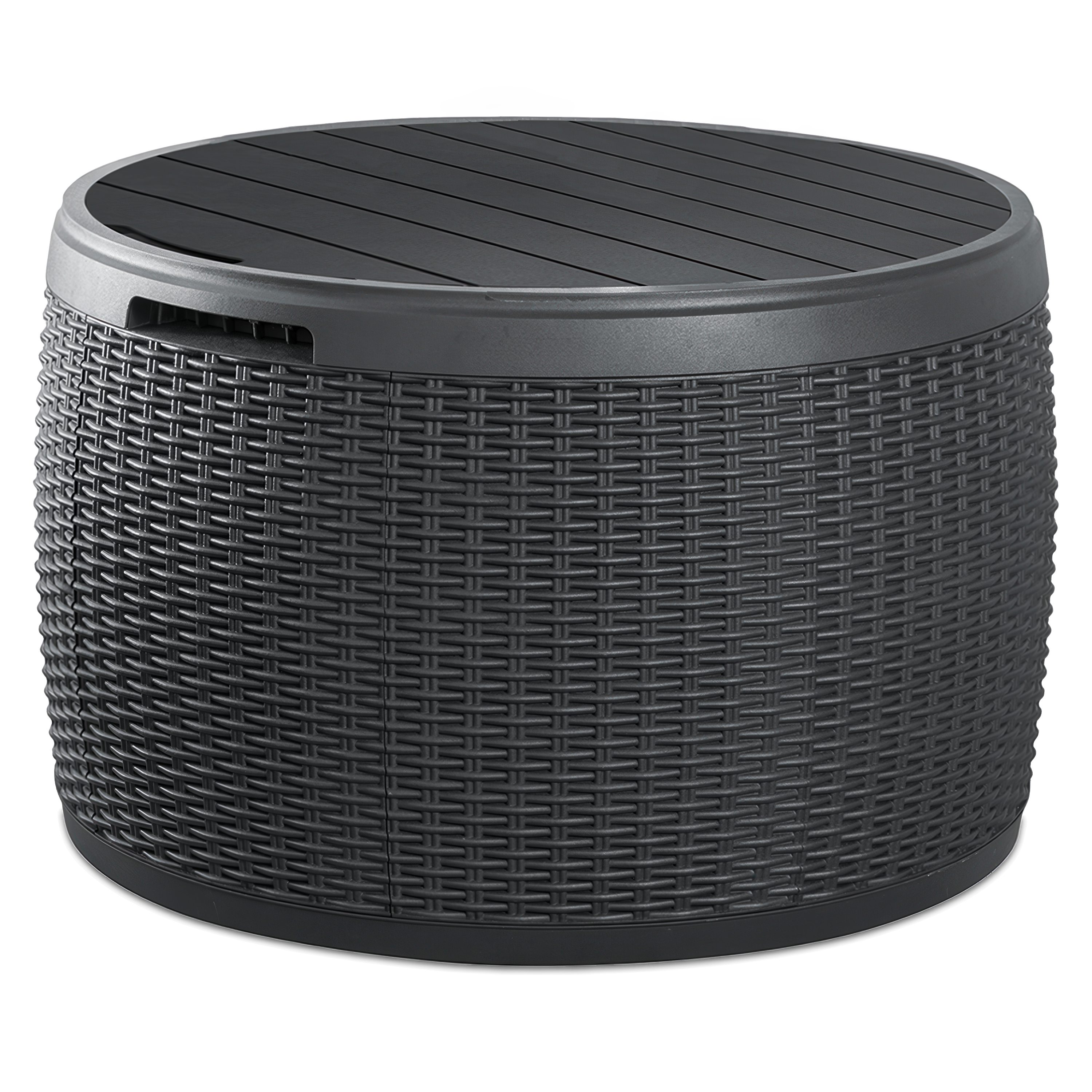 Okrągła skrzynia ogrodowa Keter Circa Rattan 140L Antracytowa