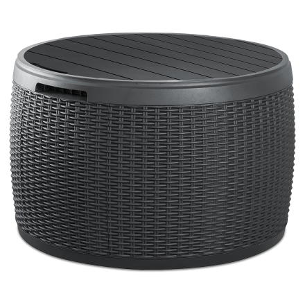Okrągła skrzynia ogrodowa Keter Circa Rattan 140L Antracytowa