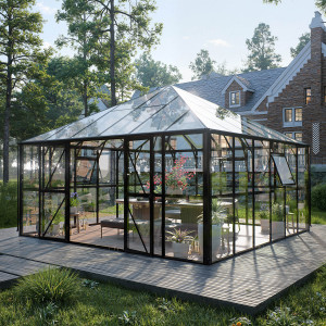 Oranżeria BROADWAY Black 436x436 Solid PC + Glass - Gutroof