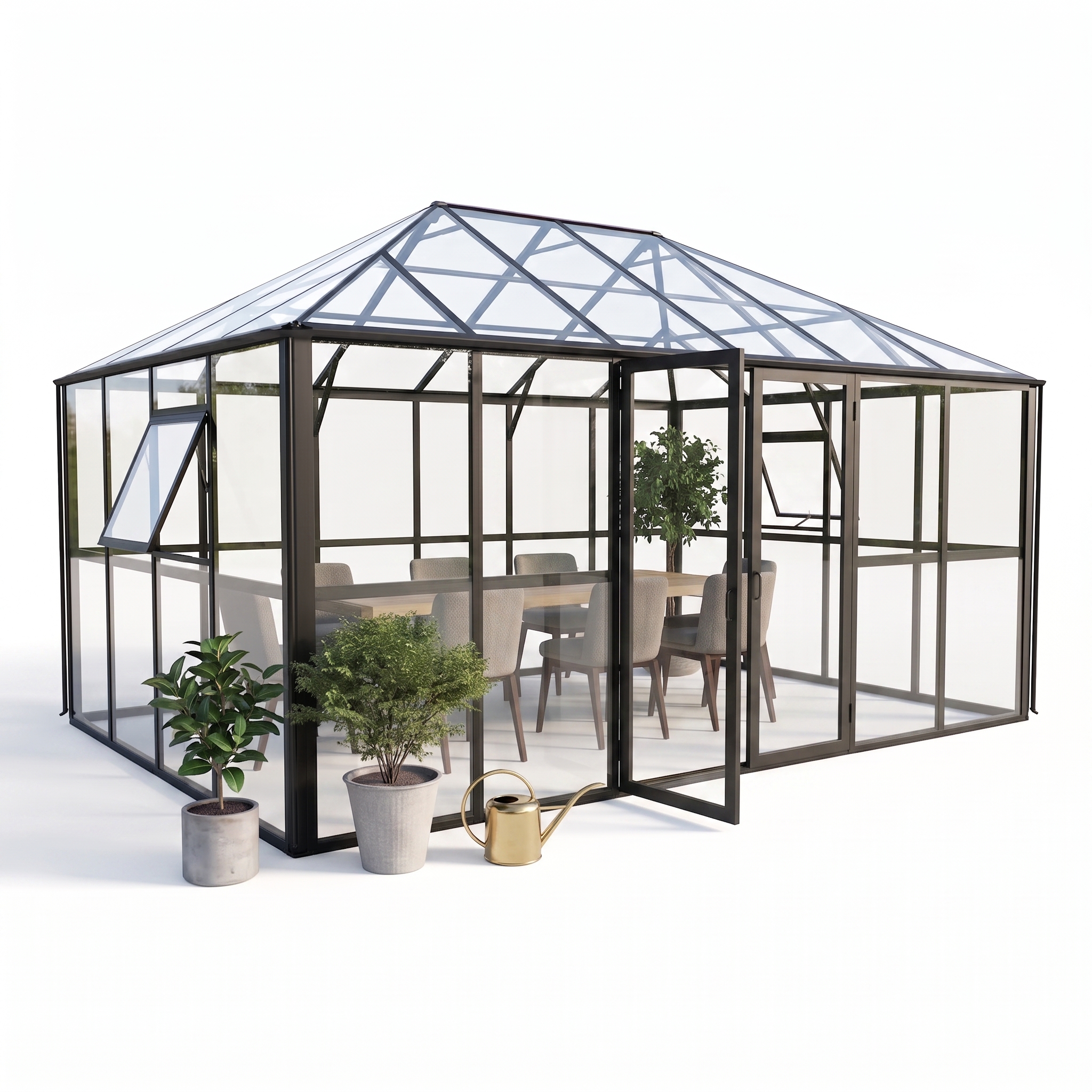006860-Oranżeria zimowa BROADWAY Black 436x295cm Solid PC+ Glass