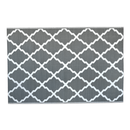 Dywan na balkon moodme Middle gray w wzorze szarych rombów, połączonych białymi liniami