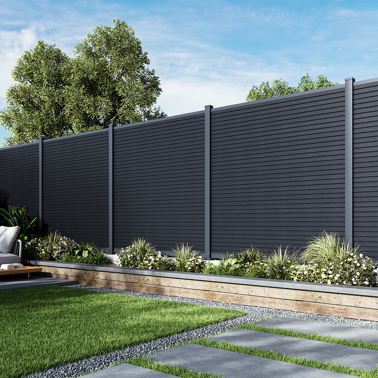 Panel ogrodzeniowy do mocowania na twardym podłożu 1,8 m CITY Antracite - Gutroof
