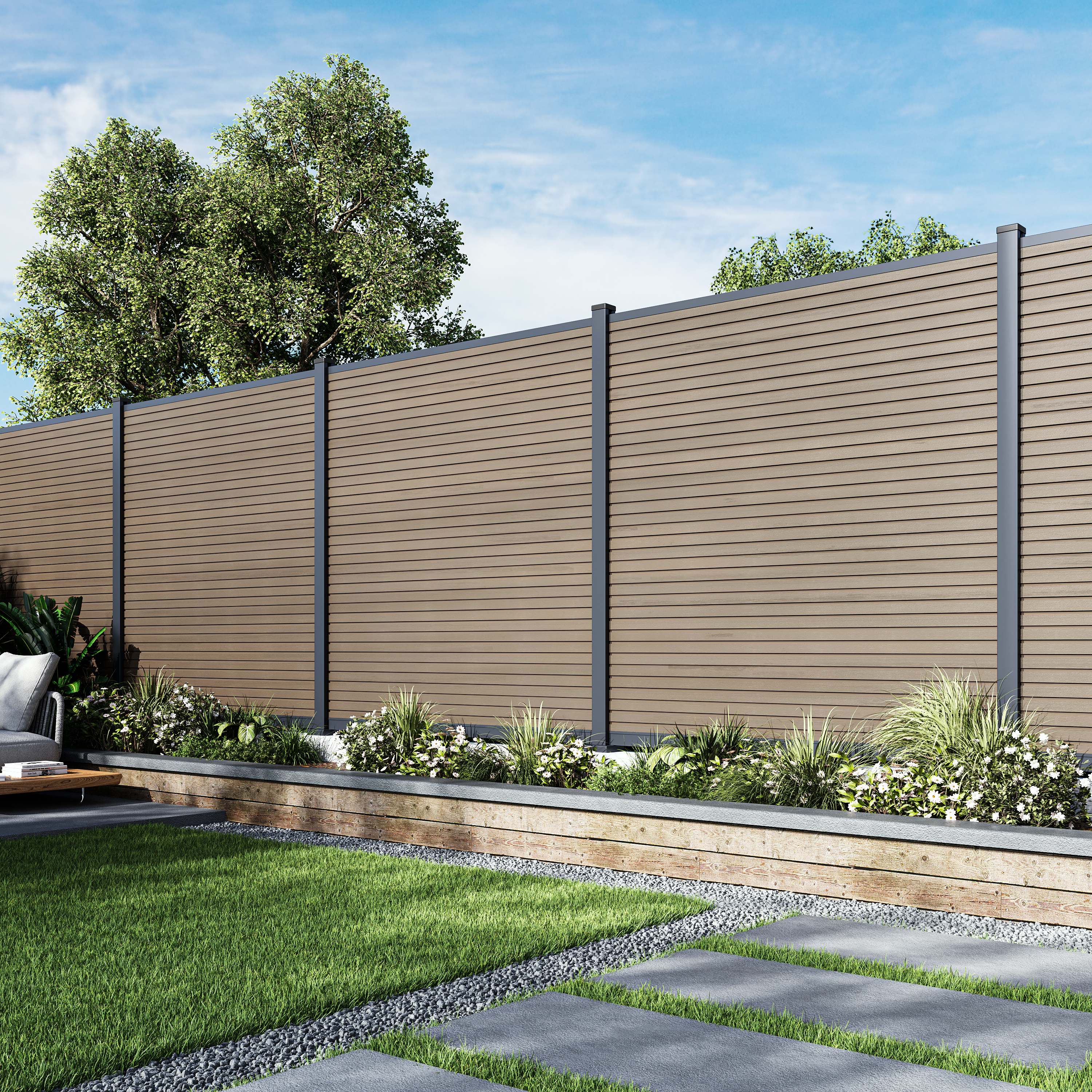 Panel ogrodzeniowy do mocowania na twardym podłożu 1,8 m CITY Oak- Gutroof