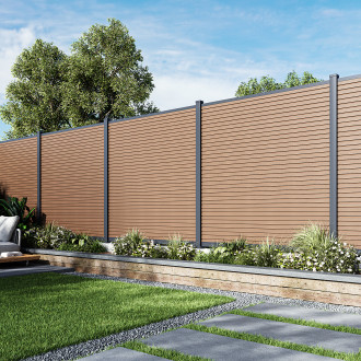 Panel ogrodzeniowy do mocowania na twardym podłożu 1,8 m CITY Teak - Gutroof