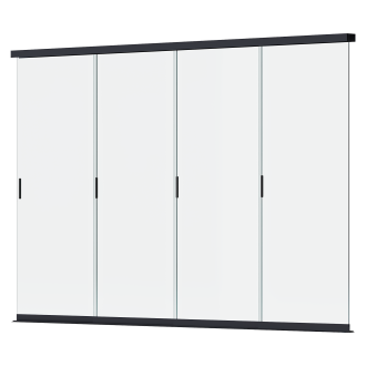 czterosegmentowy przesuwany panel szklany do pergol z serii elegance deluxe fusion