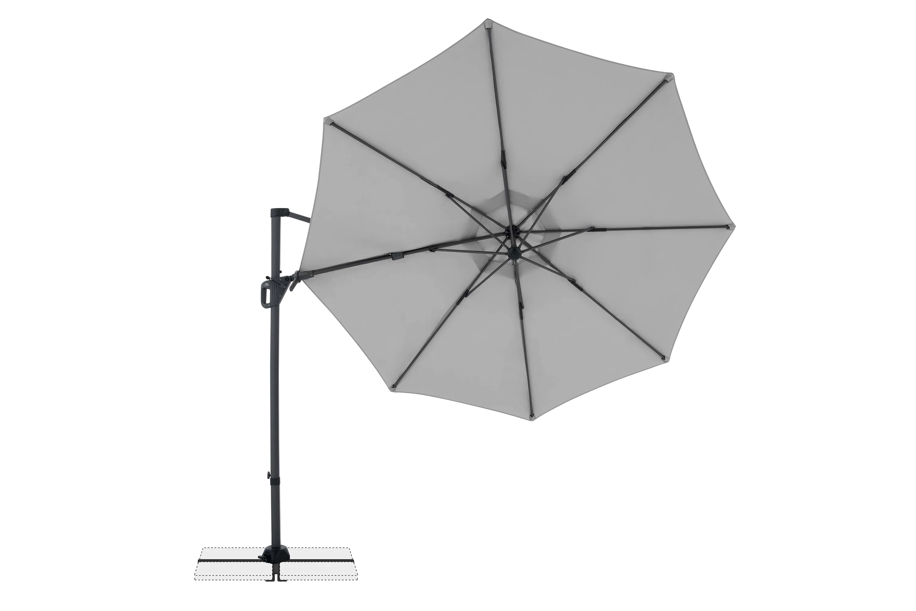 Parasol ogrodowy boczny LIFE 310 SIDE Jasnoszary Doppler z czarnym stelażem i popielatym czaszą