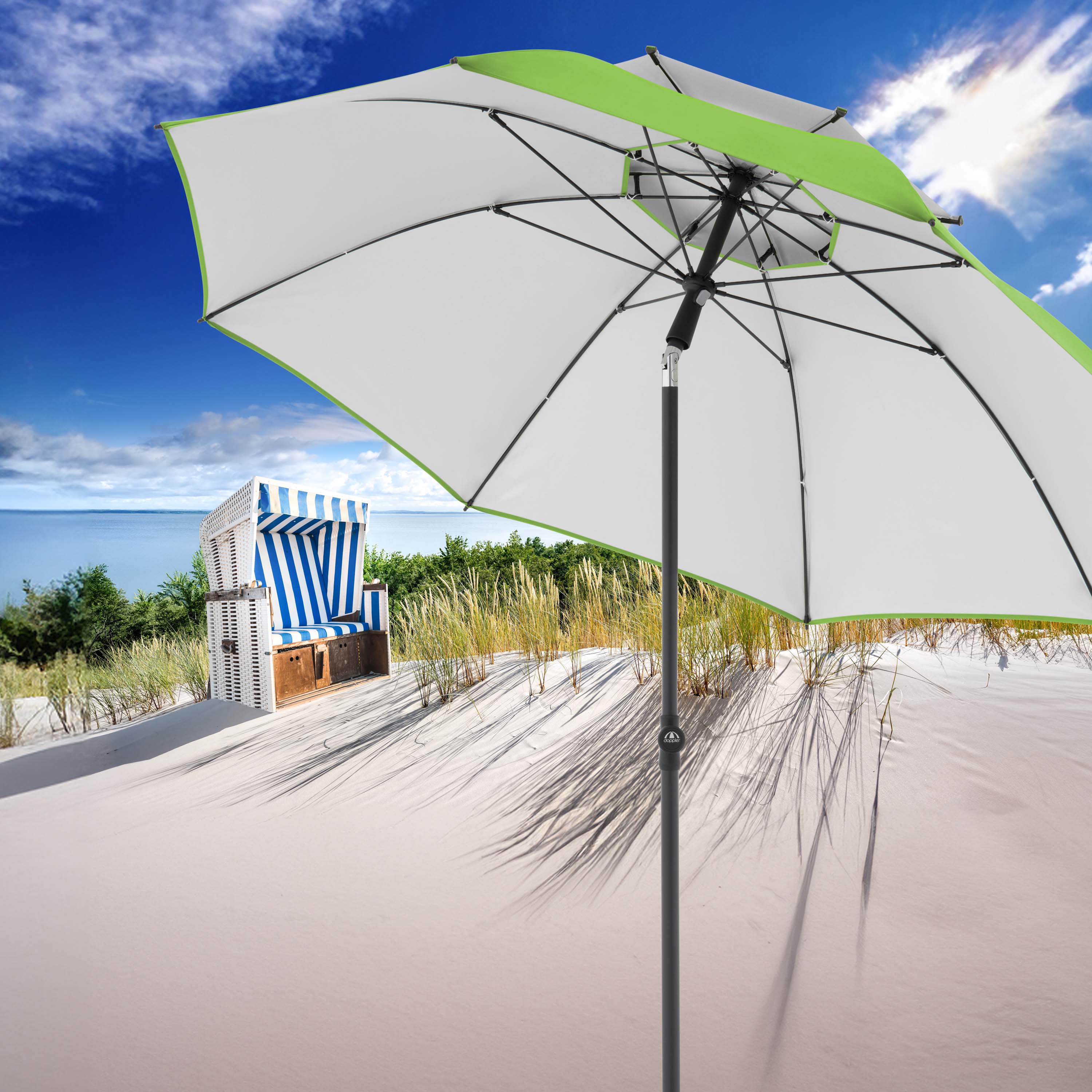 Aranżacja na plaży zielonego parasola Apple Green