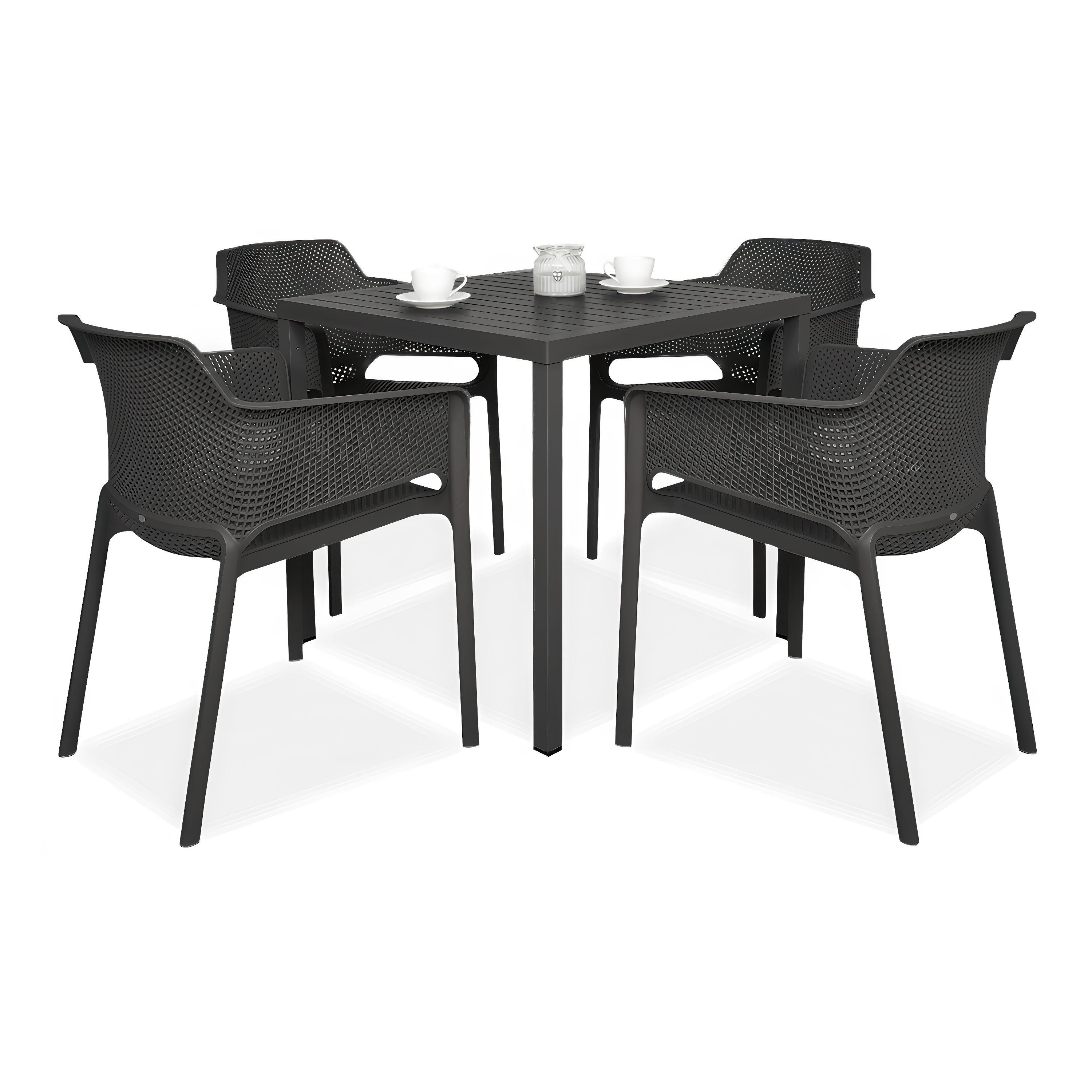 czarny zestaw mebli tarasowych stolik i cztery krzesła