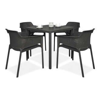 czarny zestaw mebli tarasowych stolik i cztery krzesła