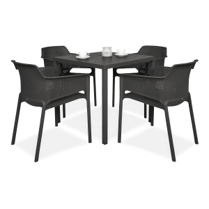 czarny zestaw mebli tarasowych stolik i cztery krzesła