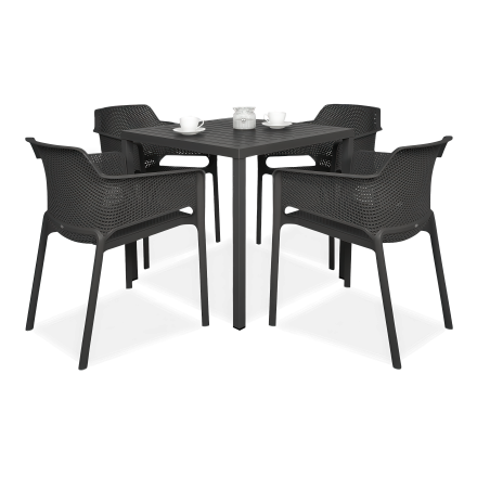 czarny zestaw mebli tarasowych stolik i cztery krzesła