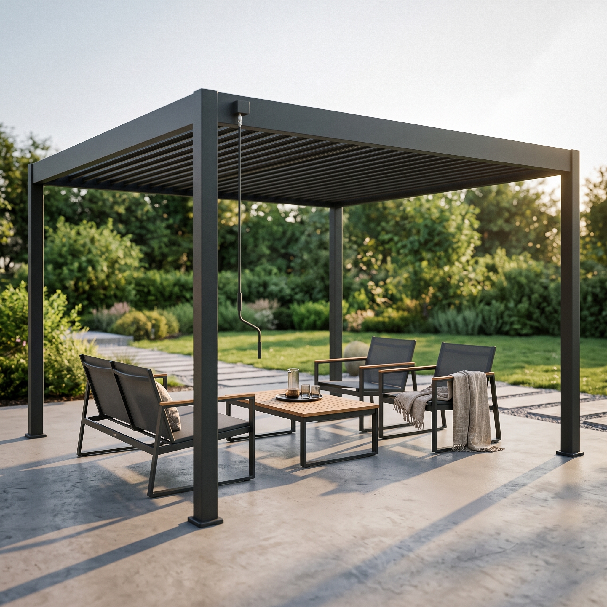 Pergola aluminiowa na taras DELUXE 3,6x4 Anthracite - Gutroof — aranżacja
