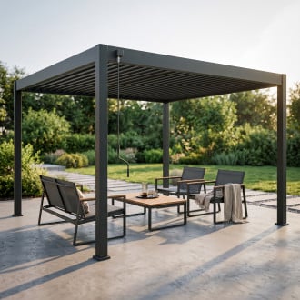 Pergola aluminiowa na taras DELUXE 3,6x4 Anthracite - Gutroof — aranżacja
