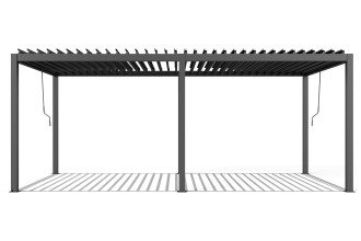 Pergola aluminiowa z otwartymi lamelami i cieniem na podłożu packshot produktu 